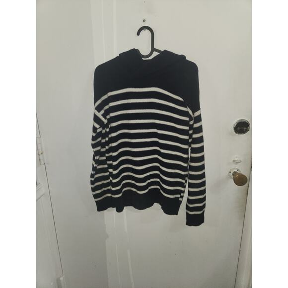 Vince women's cashmere sweater hooded stripes navy blue XS - Picture 2 of 4